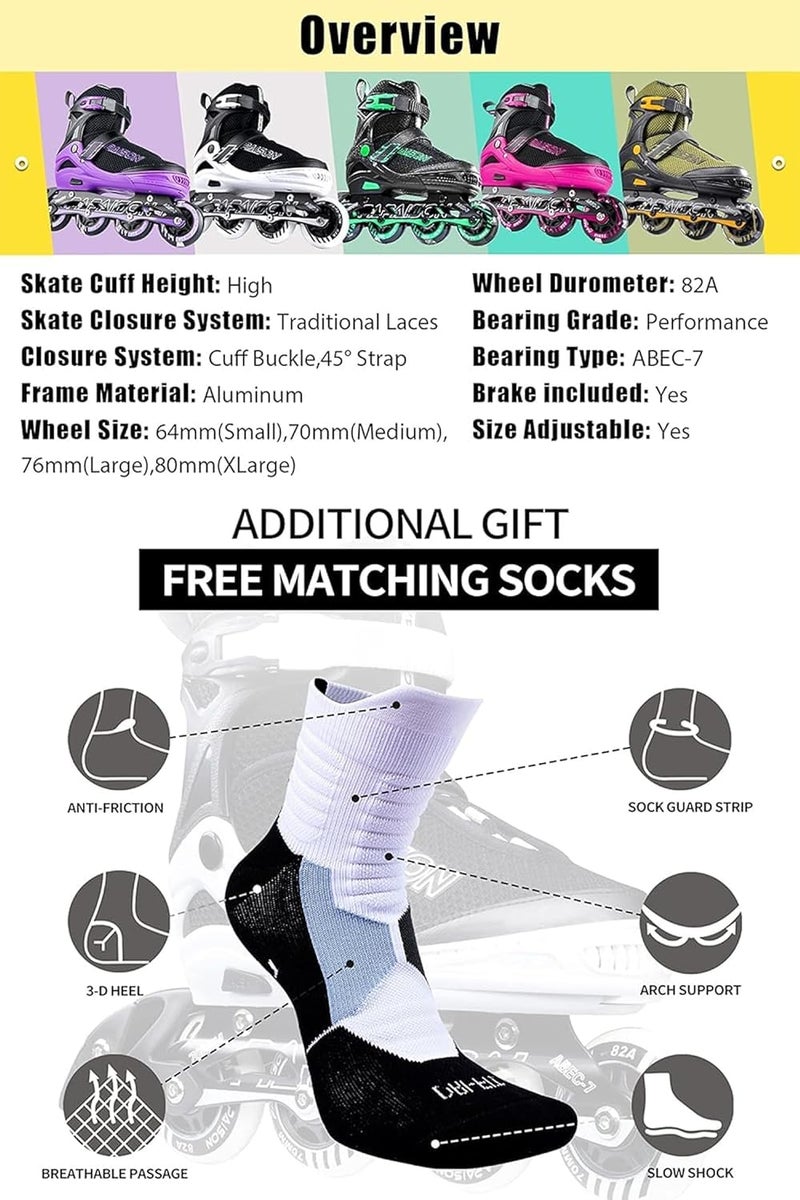 PAPAISON Adjustable Inline Skates for Kids and Adults with Full Light Up Wheels, Outdoor Roller Skates for Girls and Boys, Men and Women - Image 4